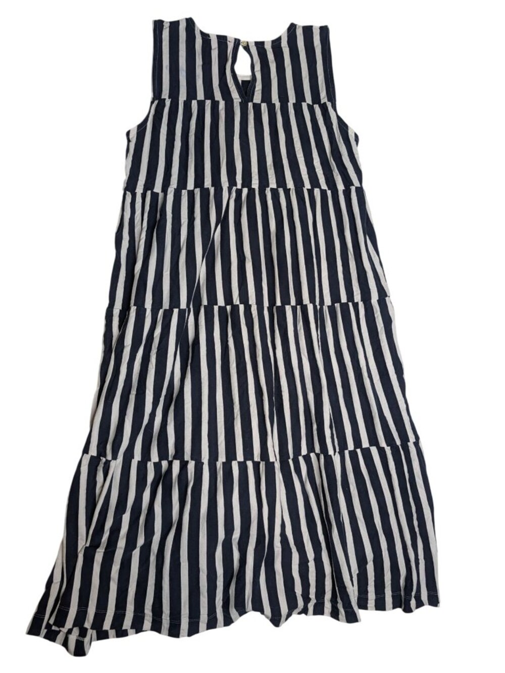 J.Crew Tiered Striped Cotton Maxi Dress Navy & Ivory Tiered Tank L Nautical Beac - Picture 10 of 13